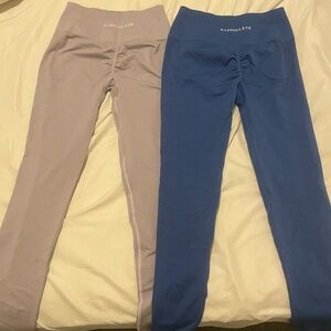 Alphalete amplify seamless scrunch Leggings - Blue and light purple bundle